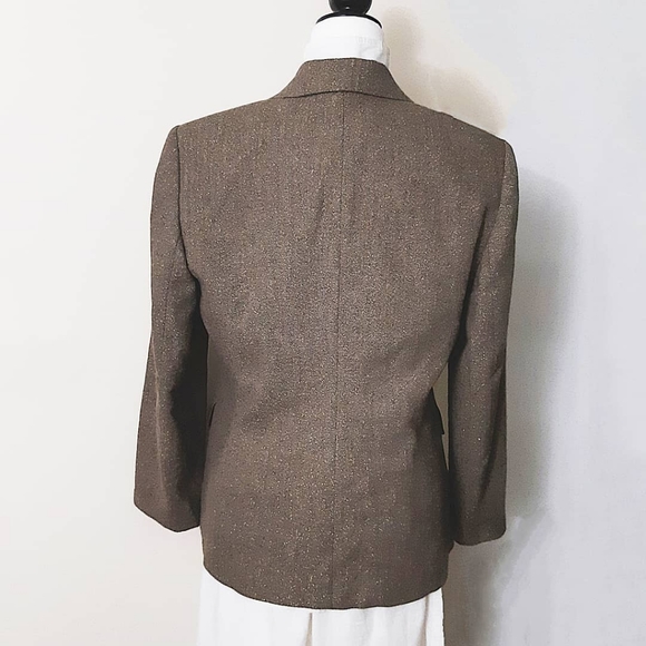 JONES NEW Y Brown Wool Blend Gold Metallic Jacket - Picture 3 of 11